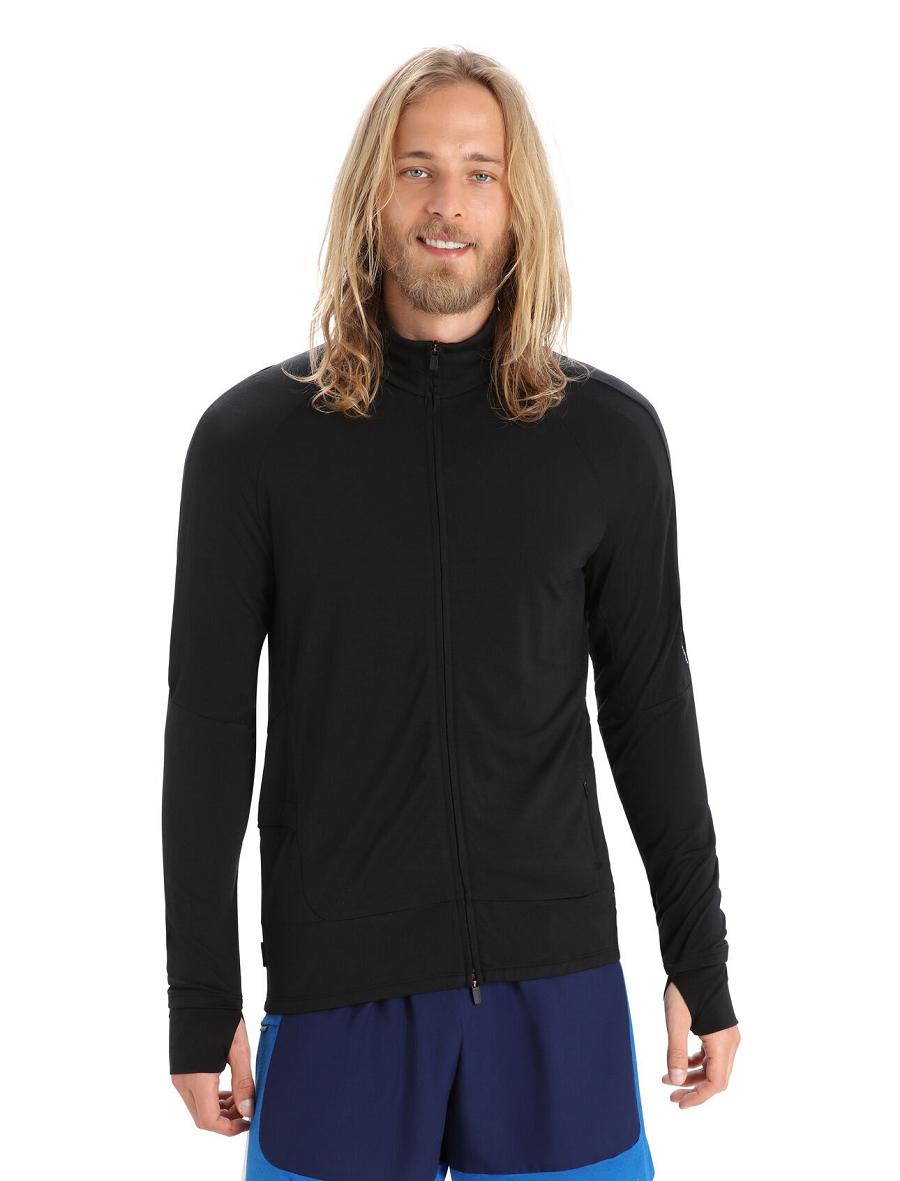 Icebreaker ZoneKnit™ Merino Long Sleeve Zip Miesten Huppari Mustat | FI 1261EBCX